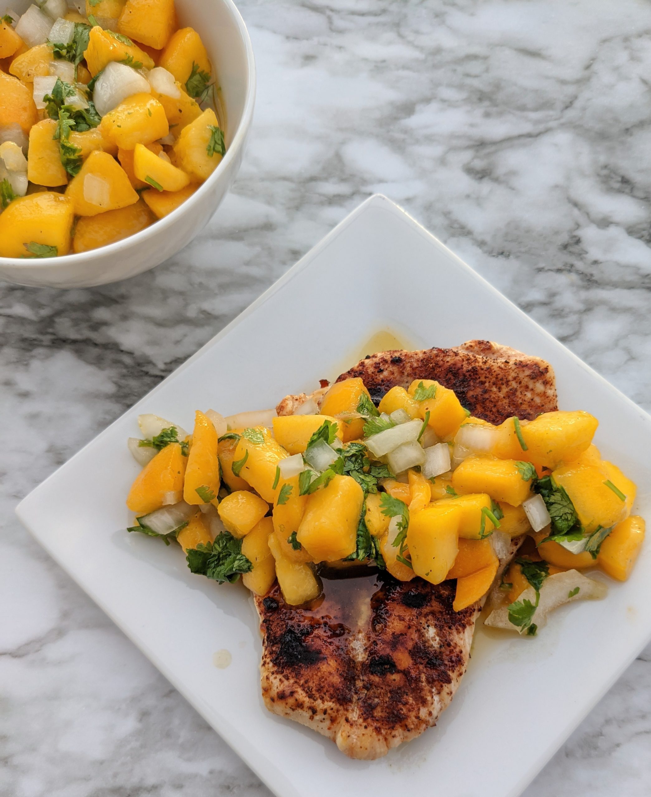 peach salsa over chipotle grilled chicken