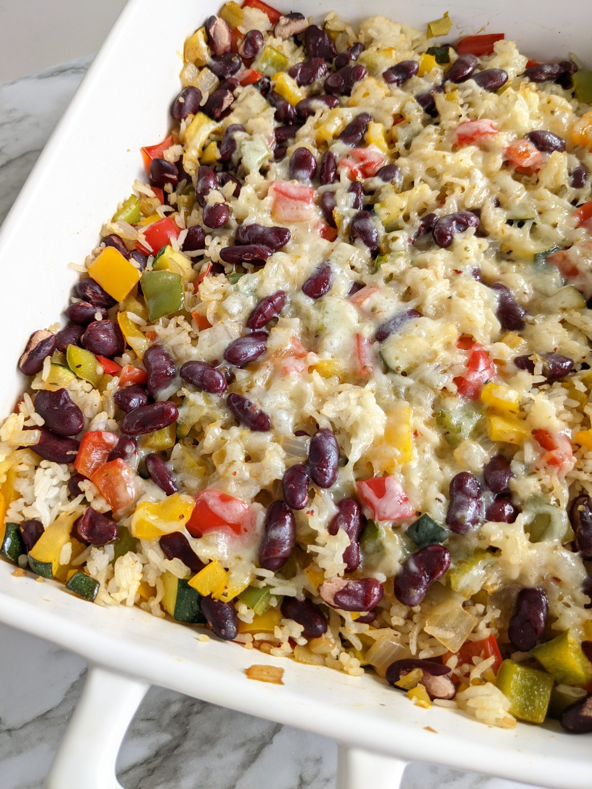 Triple Pepper Rice and Bean Bake⁠