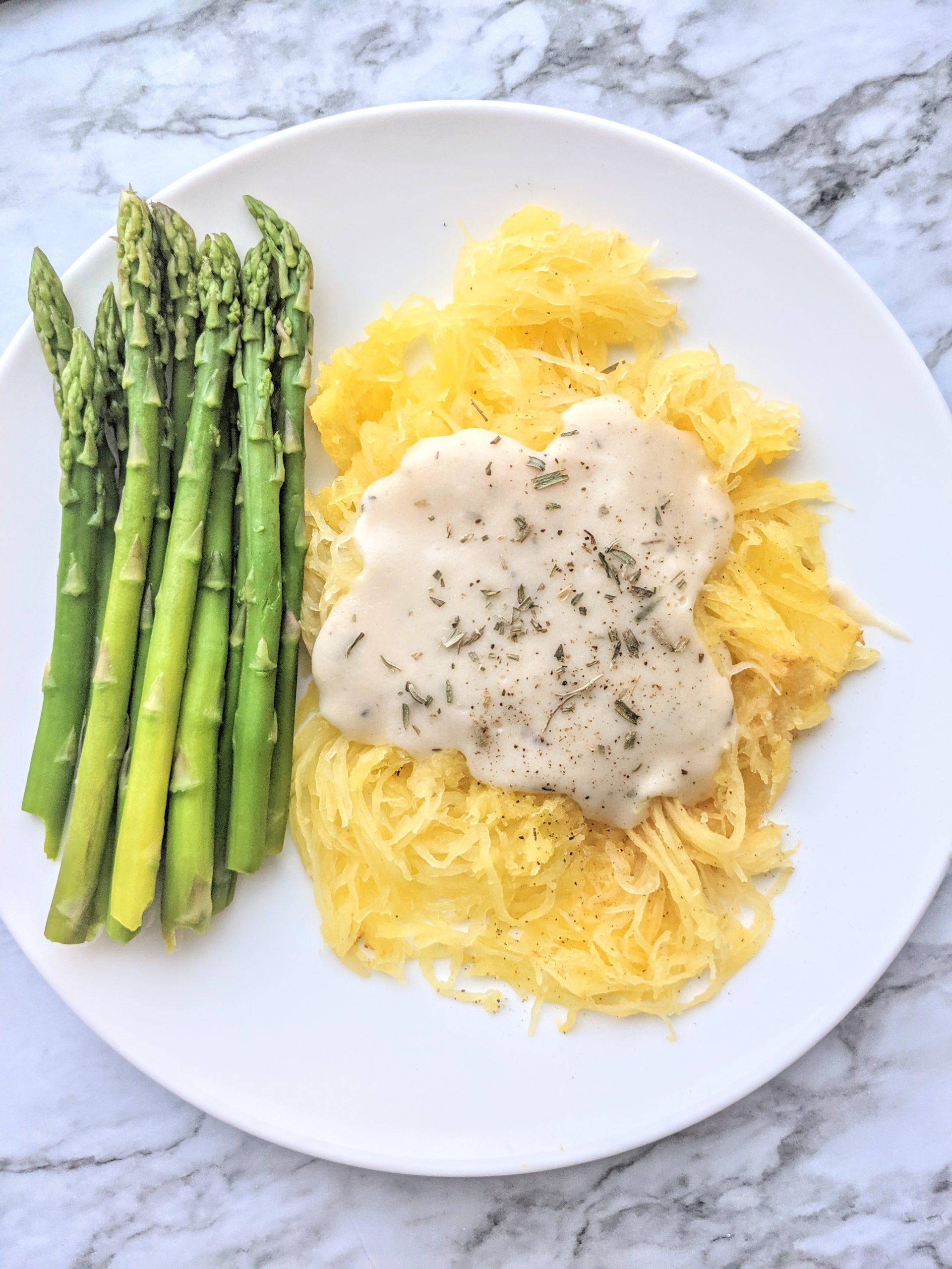 Lemon Cream Sauce over Spaghetti Squash