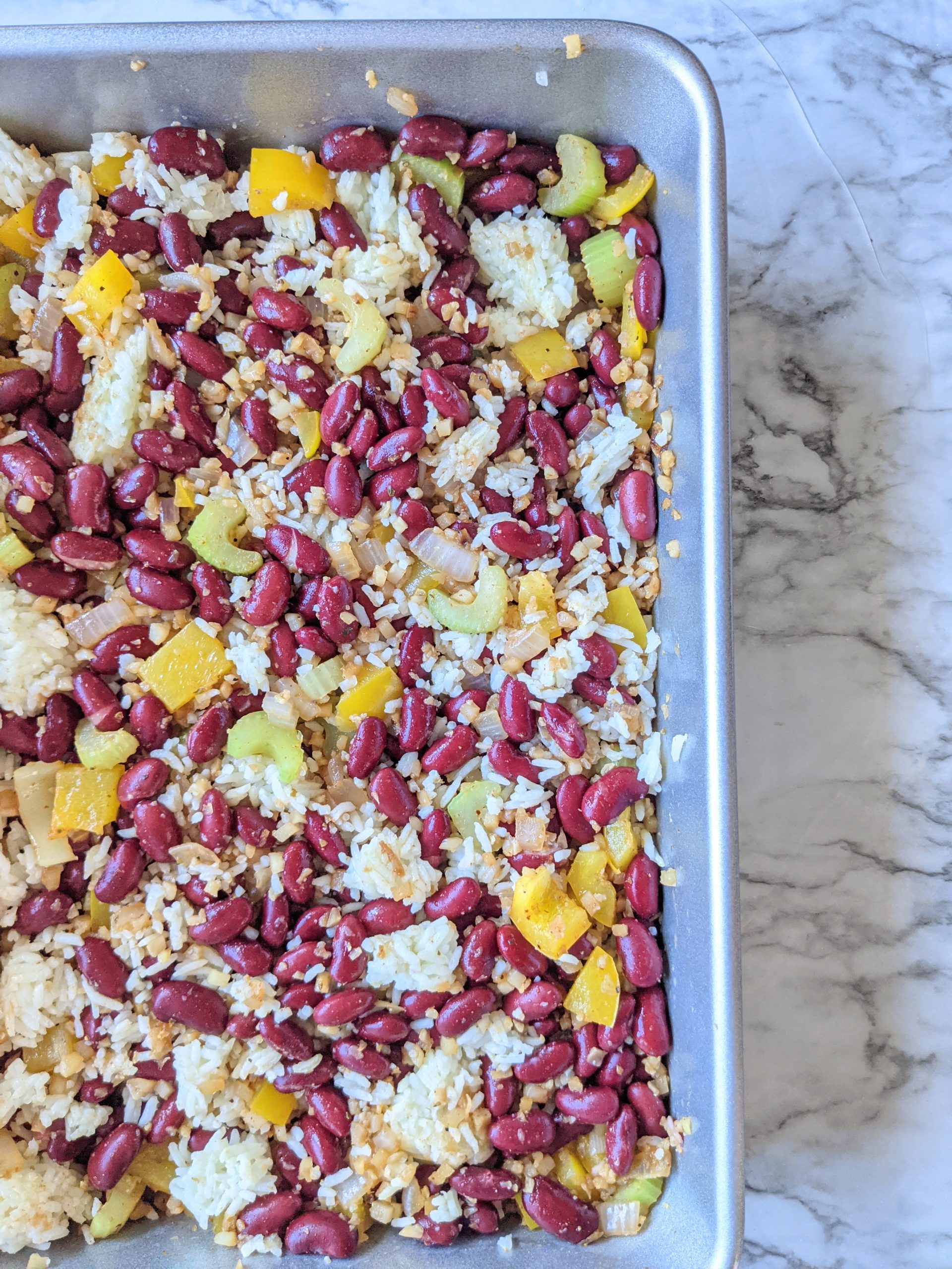 Fajita Cauliflower Rice and Bean Bake